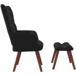 TRUE DEAL Chaise De Relaxation Avec Repose-pied Noir Velours -Pas Cher Fauteuil Magasin 57830251 3