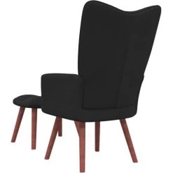 TRUE DEAL Chaise De Relaxation Avec Repose-pied Noir Velours -Pas Cher Fauteuil Magasin 57830251 4