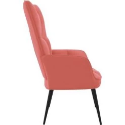TRUE DEAL Chaise De Relaxation Rose Velours -Pas Cher Fauteuil Magasin 57830391 3