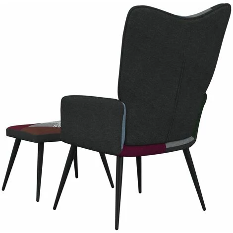 TRUE DEAL Chaise De Relaxation Avec Repose-pied Patchwork Tissu 6 TRUE DEAL Chaise De Relaxation Avec Repose-pied Patchwork Tissu – Image 4