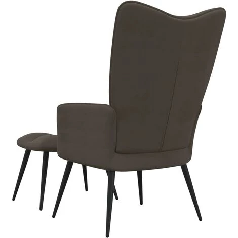 TRUE DEAL Chaise De Relaxation Avec Repose-pied Gris Foncé Velours 6 TRUE DEAL Chaise De Relaxation Avec Repose-pied Gris Foncé Velours – Image 4