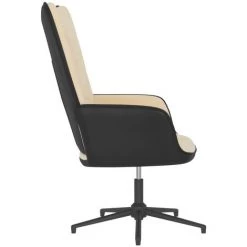 TRUE DEAL Chaise De Relaxation Blanc Crème Velours Et PVC -Pas Cher Fauteuil Magasin 57830950 3