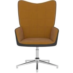 TRUE DEAL Chaise De Relaxation Marron Velours Et PVC -Pas Cher Fauteuil Magasin 57831073 2