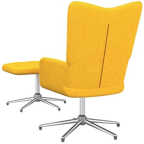 TRUE DEAL Chaise De Relaxation Avec Tabouret Jaune Moutarde Tissu 6 TRUE DEAL Chaise De Relaxation Avec Tabouret Jaune Moutarde Tissu – Image 4