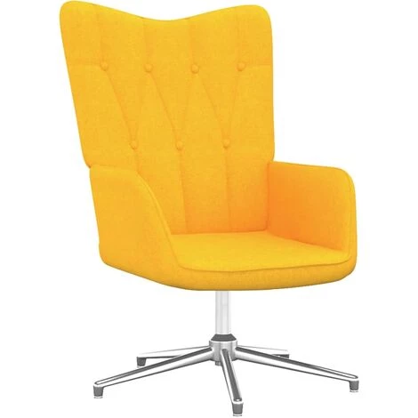 TRUE DEAL Chaise De Relaxation Avec Tabouret Jaune Moutarde Tissu 7 TRUE DEAL Chaise De Relaxation Avec Tabouret Jaune Moutarde Tissu – Image 5