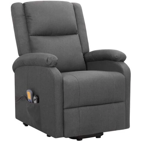 TRUE DEAL Fauteuil De Massage Inclinable Gris Foncé Tissu 4 TRUE DEAL Fauteuil De Massage Inclinable Gris Foncé Tissu – Image 2