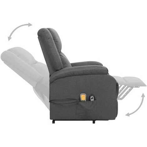 TRUE DEAL Fauteuil De Massage Inclinable Gris Foncé Tissu 7 TRUE DEAL Fauteuil De Massage Inclinable Gris Foncé Tissu – Image 5