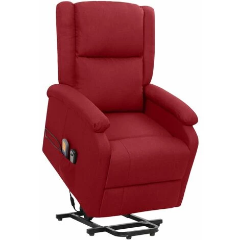 TRUE DEAL Fauteuil De Massage Inclinable Rouge Bordeaux Tissu 3 TRUE DEAL Fauteuil De Massage Inclinable Rouge Bordeaux Tissu