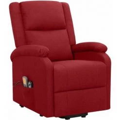 TRUE DEAL Fauteuil De Massage Inclinable Rouge Bordeaux Tissu 8 TRUE DEAL Fauteuil De Massage Inclinable Rouge Bordeaux Tissu -Pas Cher Fauteuil Magasin 57831406 2