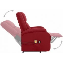 TRUE DEAL Fauteuil De Massage Inclinable Rouge Bordeaux Tissu 11 TRUE DEAL Fauteuil De Massage Inclinable Rouge Bordeaux Tissu -Pas Cher Fauteuil Magasin 57831406 5