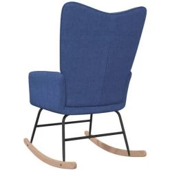 TRUE DEAL Chaise à Bascule Bleu Tissu -Pas Cher Fauteuil Magasin 57831432 5