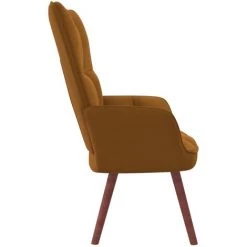 TRUE DEAL Chaise De Relaxation Marron Velours -Pas Cher Fauteuil Magasin 57831437 3