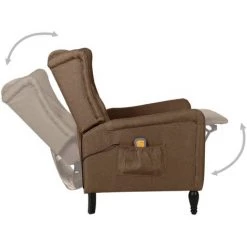 TRUE DEAL Fauteuil De Massage Inclinable Marron Tissu -Pas Cher Fauteuil Magasin 57831496 4