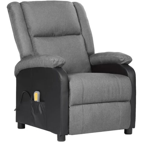 TRUE DEAL Fauteuil De Massage Inclinable Gris Clair Similicuir Et Tissu 3 TRUE DEAL Fauteuil De Massage Inclinable Gris Clair Similicuir Et Tissu