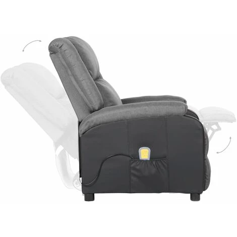 TRUE DEAL Fauteuil De Massage Inclinable Gris Clair Similicuir Et Tissu 7 TRUE DEAL Fauteuil De Massage Inclinable Gris Clair Similicuir Et Tissu – Image 5