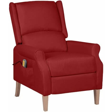 TRUE DEAL Fauteuil De Massage Inclinable Rouge Bordeaux Tissu 3 TRUE DEAL Fauteuil De Massage Inclinable Rouge Bordeaux Tissu