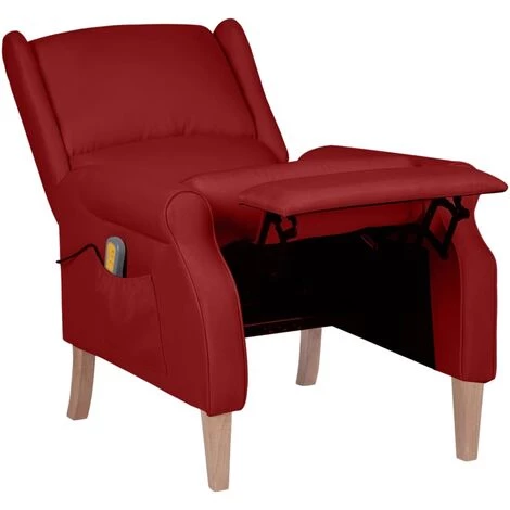 TRUE DEAL Fauteuil De Massage Inclinable Rouge Bordeaux Tissu 6 TRUE DEAL Fauteuil De Massage Inclinable Rouge Bordeaux Tissu – Image 4