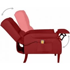 TRUE DEAL Fauteuil De Massage Inclinable Rouge Bordeaux Tissu 11 TRUE DEAL Fauteuil De Massage Inclinable Rouge Bordeaux Tissu -Pas Cher Fauteuil Magasin 57831787 5