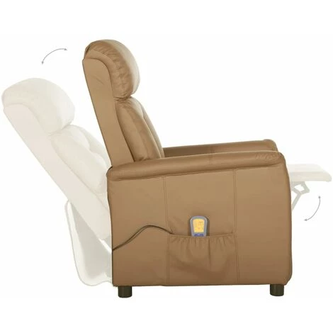 TRUE DEAL Fauteuil De Massage Inclinable Cappuccino Similicuir 7 TRUE DEAL Fauteuil De Massage Inclinable Cappuccino Similicuir â Image 5