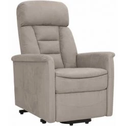 TRUE DEAL Fauteuil Inclinable Taupe Similicuir Daim -Pas Cher Fauteuil Magasin 57832195 2