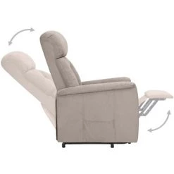 TRUE DEAL Fauteuil Inclinable Taupe Similicuir Daim -Pas Cher Fauteuil Magasin 57832195 4