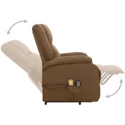TRUE DEAL Fauteuil De Massage Inclinable Marron Tissu -Pas Cher Fauteuil Magasin 57832212 5