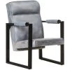 TRUE DEAL Fauteuil 60x75x90 Cm Gris Cuir De Chèvre Véritable 2 TRUE DEAL Fauteuil 60x75x90 Cm Gris Cuir De Chèvre Véritable -Pas Cher Fauteuil Magasin 57833286 1