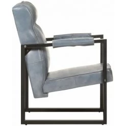 TRUE DEAL Fauteuil 60x75x90 Cm Gris Cuir De Chèvre Véritable -Pas Cher Fauteuil Magasin 57833286 3