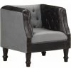 TRUE DEAL Fauteuil Noir Cuir Véritable Et Bois De Manguier Massif -Pas Cher Fauteuil Magasin 57833427 1