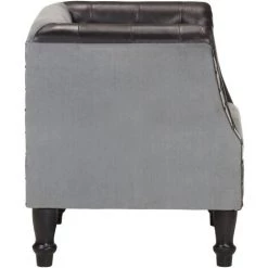 TRUE DEAL Fauteuil Noir Cuir Véritable Et Bois De Manguier Massif -Pas Cher Fauteuil Magasin 57833427 3