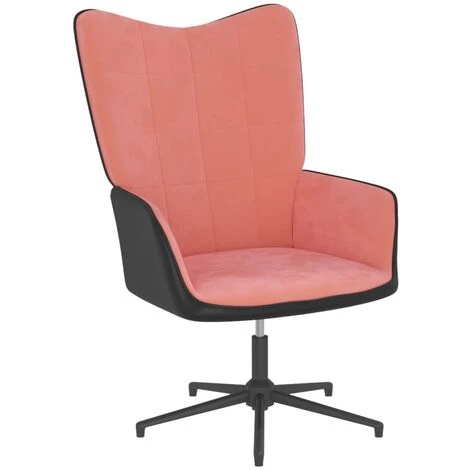 TRUE DEAL Chaise De Relaxation Rose Velours Et PVC 3 TRUE DEAL Chaise De Relaxation Rose Velours Et PVC