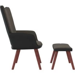 TRUE DEAL Chaise De Relaxation Avec Repose-pied Gris Foncé Velours Et PVC -Pas Cher Fauteuil Magasin 57834174 4