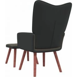 TRUE DEAL Chaise De Relaxation Avec Repose-pied Gris Foncé Velours Et PVC -Pas Cher Fauteuil Magasin 57834174 5