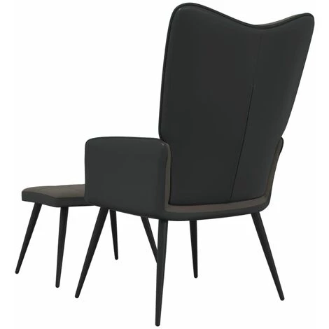 TRUE DEAL Chaise De Relaxation Avec Repose-pied Gris Foncé Velours Et PVC 7 TRUE DEAL Chaise De Relaxation Avec Repose-pied Gris Foncé Velours Et PVC – Image 5