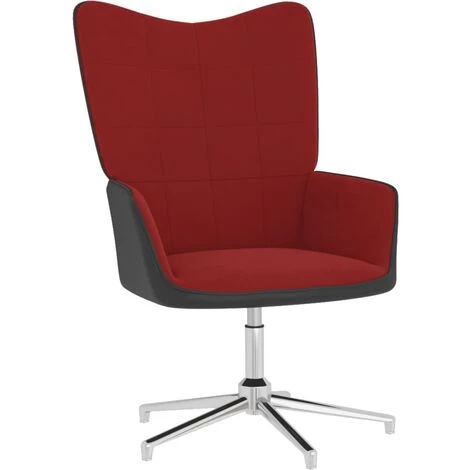 TRUE DEAL Chaise De Relaxation Rouge Bordeaux Velours Et PVC 3 TRUE DEAL Chaise De Relaxation Rouge Bordeaux Velours Et PVC
