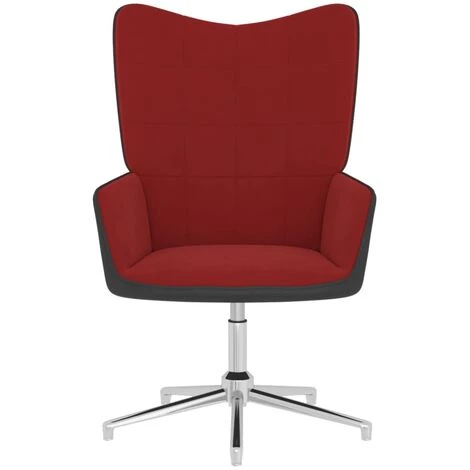 TRUE DEAL Chaise De Relaxation Rouge Bordeaux Velours Et PVC 4 TRUE DEAL Chaise De Relaxation Rouge Bordeaux Velours Et PVC – Image 2