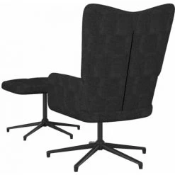 TRUE DEAL Chaise De Relaxation Avec Tabouret Noir Tissu -Pas Cher Fauteuil Magasin 57834520 3