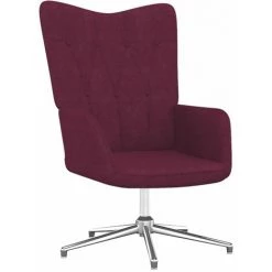 TRUE DEAL Chaise De Relaxation Avec Tabouret Violet Tissu -Pas Cher Fauteuil Magasin 57834656 5