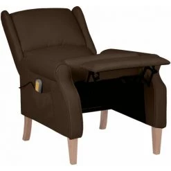 TRUE DEAL Fauteuil De Massage Inclinable Marron Foncé Tissu -Pas Cher Fauteuil Magasin 57834727 4