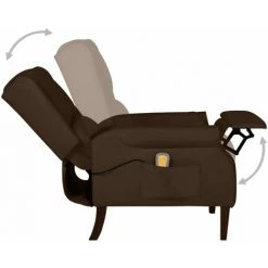 TRUE DEAL Fauteuil De Massage Inclinable Marron Foncé Tissu -Pas Cher Fauteuil Magasin 57834727 5