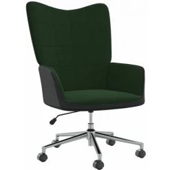 TRUE DEAL Chaise De Relaxation Vert Foncé Velours Et PVC