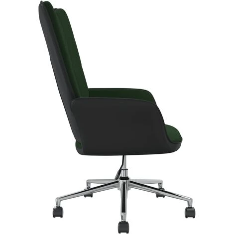 TRUE DEAL Chaise De Relaxation Vert Foncé Velours Et PVC 5 TRUE DEAL Chaise De Relaxation Vert Foncé Velours Et PVC – Image 3
