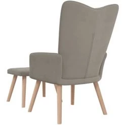 TRUE DEAL Chaise De Relaxation Avec Repose-pied Gris Clair Velours -Pas Cher Fauteuil Magasin 57834794 4