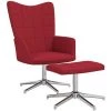 TRUE DEAL Chaise De Relaxation Avec Tabouret Rouge Bordeaux Tissu 2 TRUE DEAL Chaise De Relaxation Avec Tabouret Rouge Bordeaux Tissu -Pas Cher Fauteuil Magasin 57834846 1