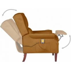 TRUE DEAL Fauteuil De Massage Inclinable Marron Velours 11 TRUE DEAL Fauteuil De Massage Inclinable Marron Velours -Pas Cher Fauteuil Magasin 57834934 5