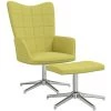 TRUE DEAL Chaise De Relaxation Avec Tabouret Vert Tissu -Pas Cher Fauteuil Magasin 57834979 1