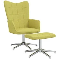 TRUE DEAL Chaise De Relaxation Avec Tabouret Vert Tissu