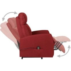 TRUE DEAL Fauteuil Inclinable Rouge Bordeaux Tissu -Pas Cher Fauteuil Magasin 57835363 4