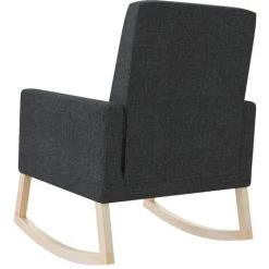 TRUE DEAL Chaise à Bascule Noir Tissu -Pas Cher Fauteuil Magasin 57835368 5