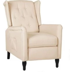 TRUE DEAL Fauteuil Inclinable Crème Tissu